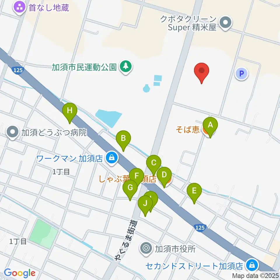 パストラルかぞ周辺のファミレス・ファーストフード一覧地図