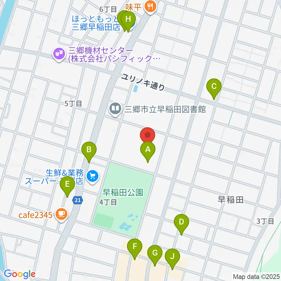 三郷市文化会館周辺のファミレス・ファーストフード一覧地図