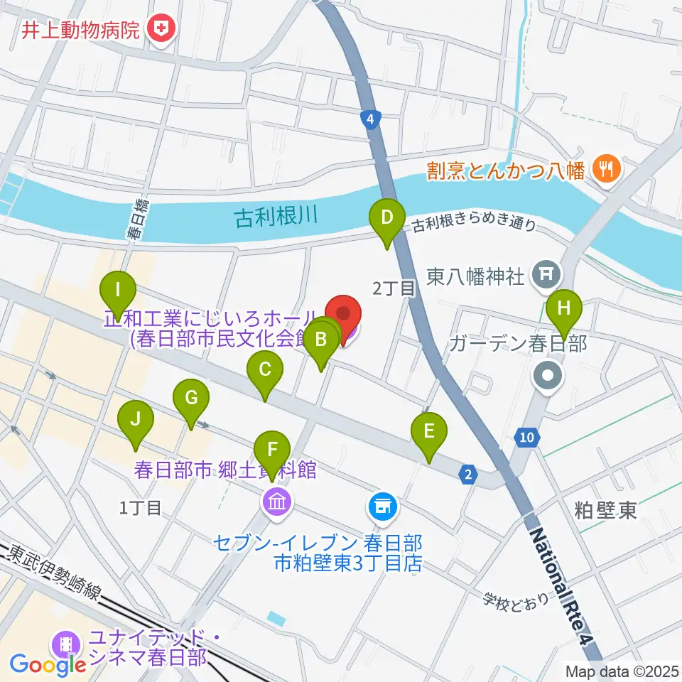 正和工業にじいろホール周辺のファミレス・ファーストフード一覧地図