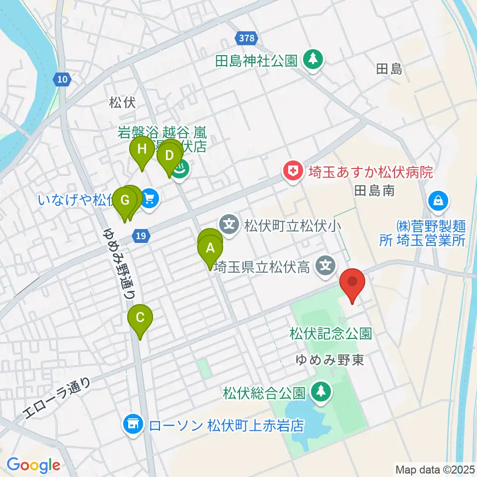 田園ホール・エローラ周辺のファミレス・ファーストフード一覧地図