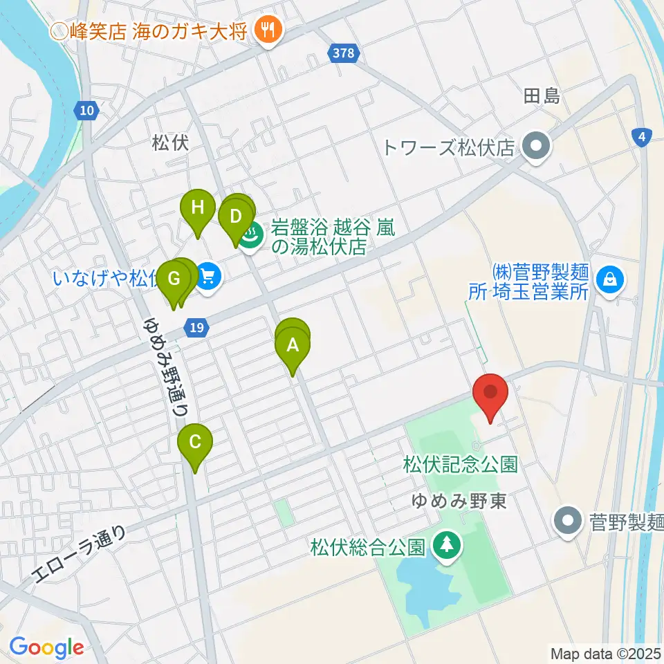田園ホール・エローラ周辺のファミレス・ファーストフード一覧地図
