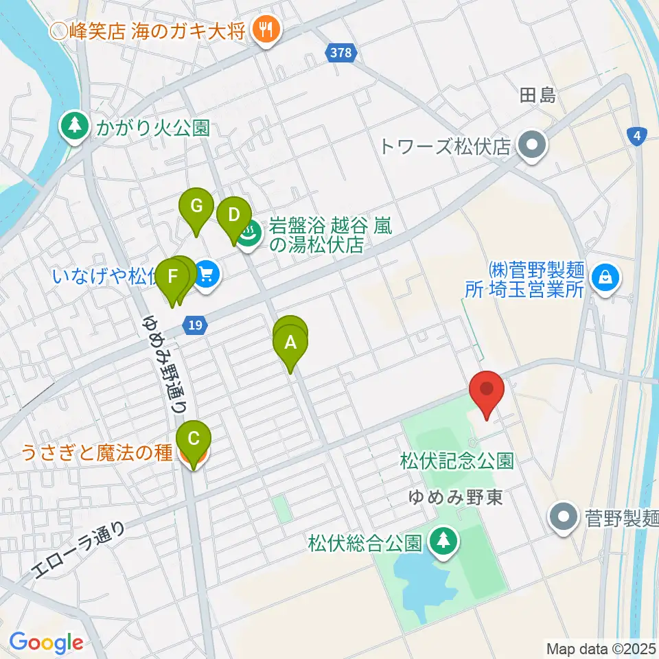 田園ホール・エローラ周辺のファミレス・ファーストフード一覧地図