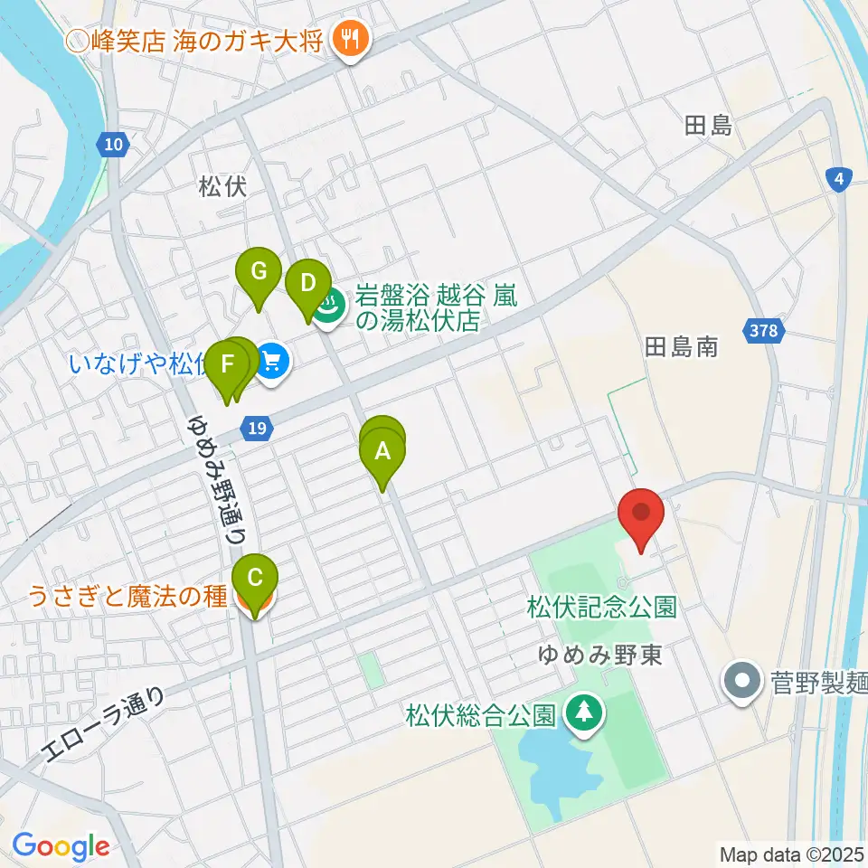 田園ホール・エローラ周辺のファミレス・ファーストフード一覧地図