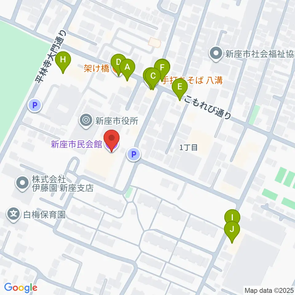 新座市民会館周辺のファミレス・ファーストフード一覧地図
