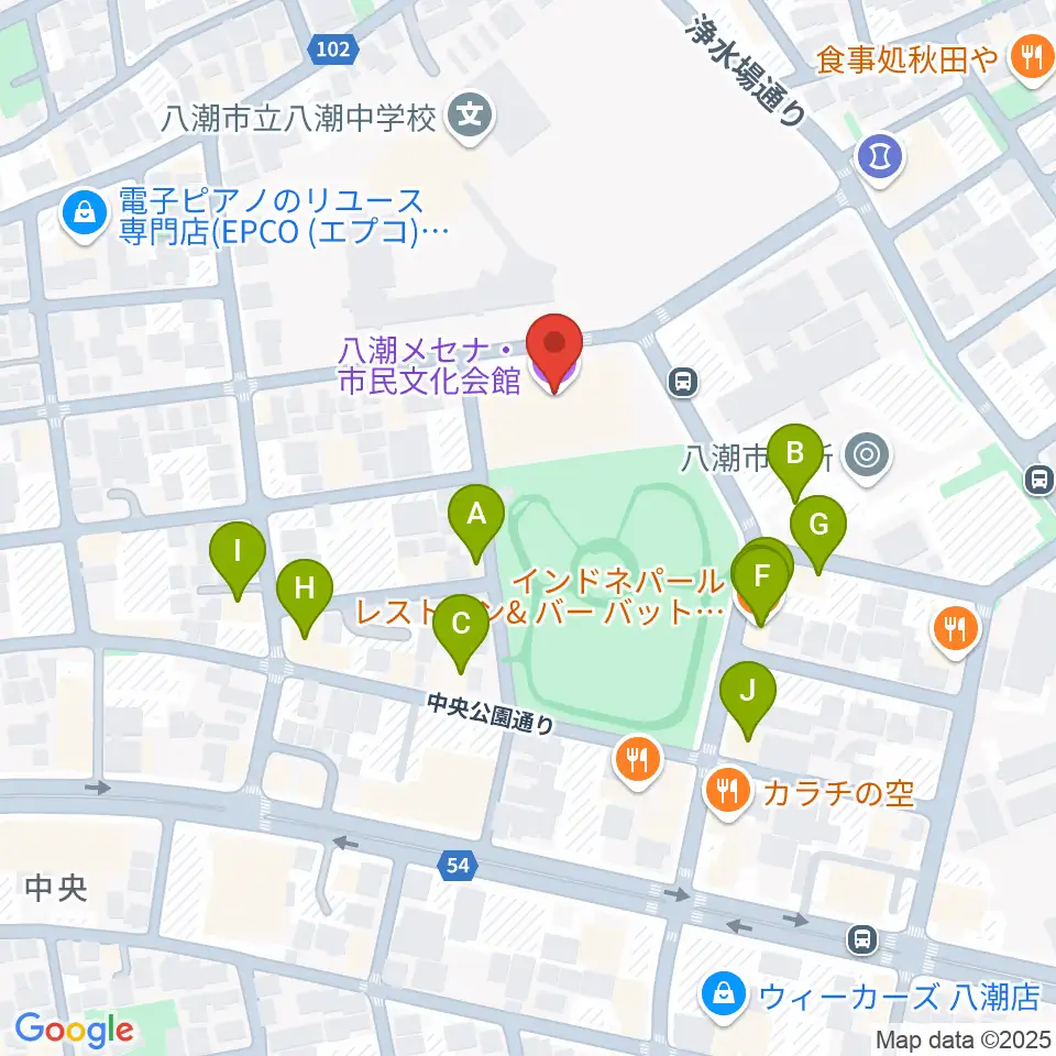 八潮メセナ周辺のファミレス・ファーストフード一覧地図