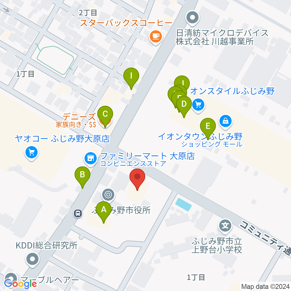 ふじみ野ステラ・イースト周辺のファミレス・ファーストフード一覧地図