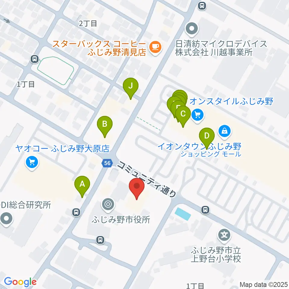 ふじみ野ステラ・イースト周辺のファミレス・ファーストフード一覧地図
