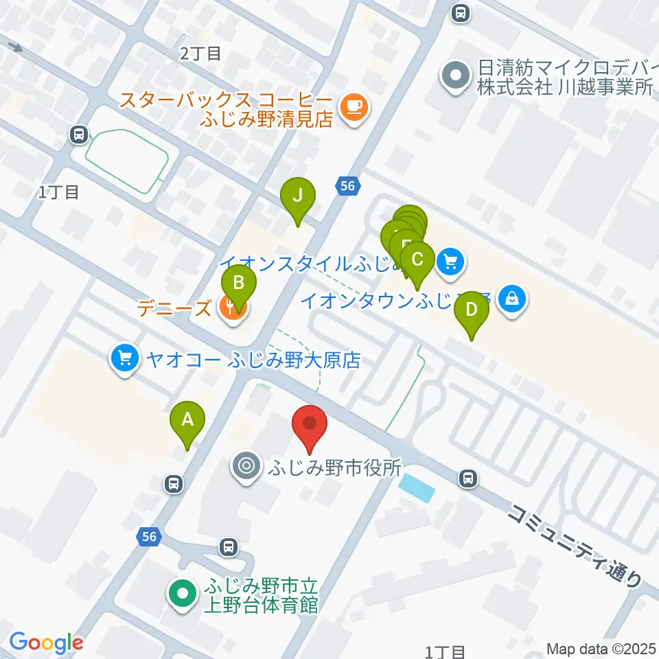 ふじみ野ステラ・イースト周辺のファミレス・ファーストフード一覧地図
