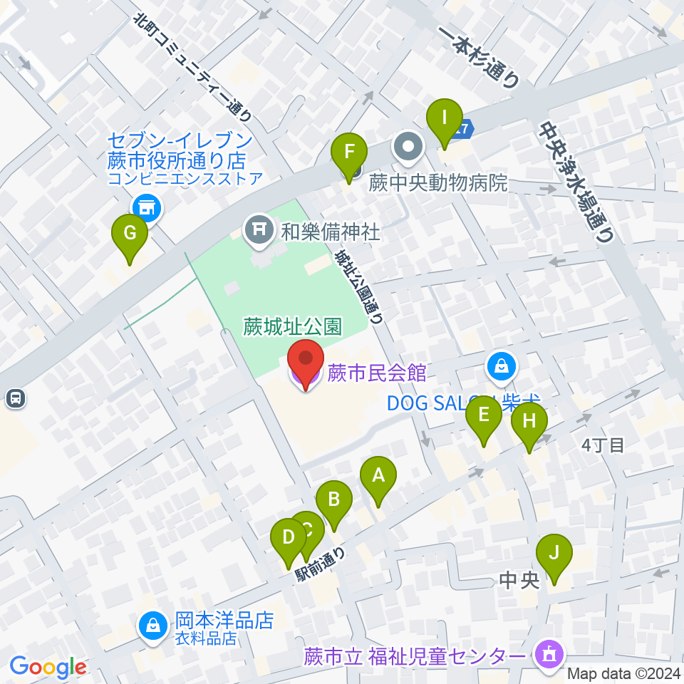 蕨市民会館周辺のファミレス・ファーストフード一覧地図