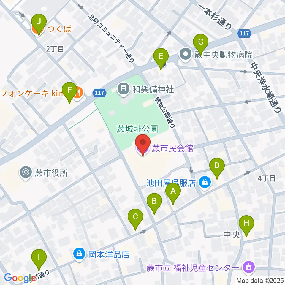 蕨市民会館周辺のファミレス・ファーストフード一覧地図