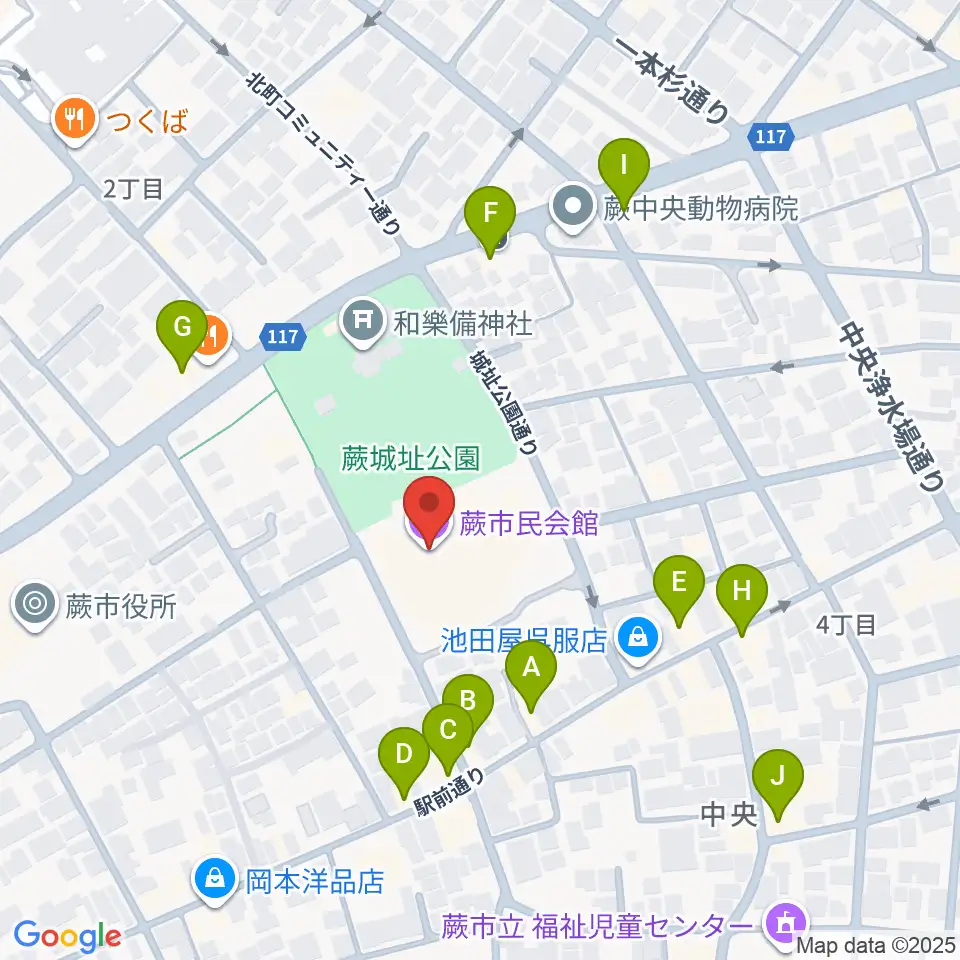 蕨市民会館周辺のファミレス・ファーストフード一覧地図