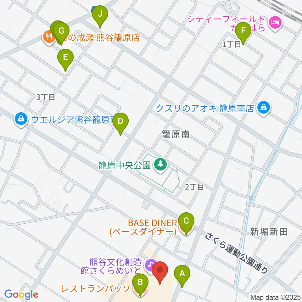 熊谷文化創造館 さくらめいと 周辺のファミレス・ファーストフード一覧マップ