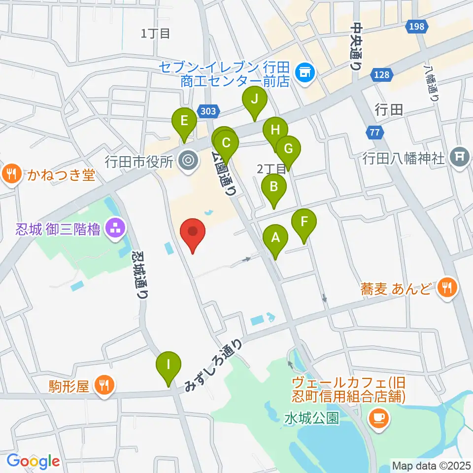行田市産業文化会館 ベル・プラス周辺のファミレス・ファーストフード一覧地図