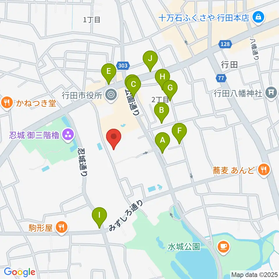 行田市産業文化会館 ベル・プラス周辺のファミレス・ファーストフード一覧地図