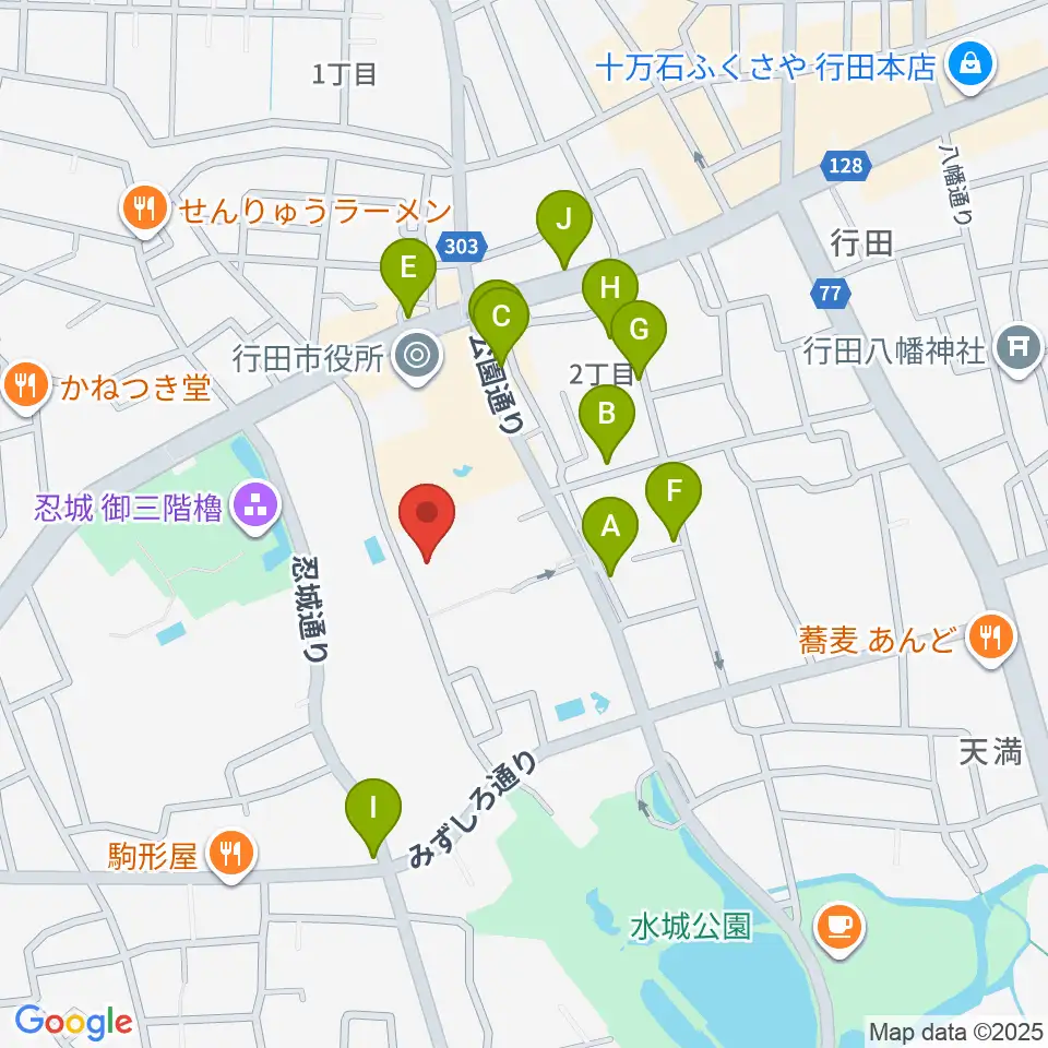 行田市産業文化会館 ベル・プラス周辺のファミレス・ファーストフード一覧地図