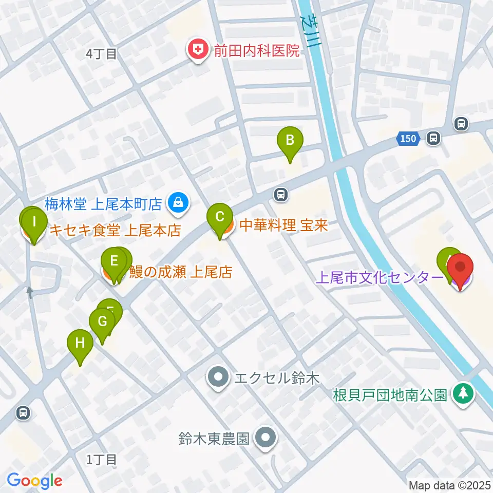 あげお富士住建ホール周辺のファミレス・ファーストフード一覧地図