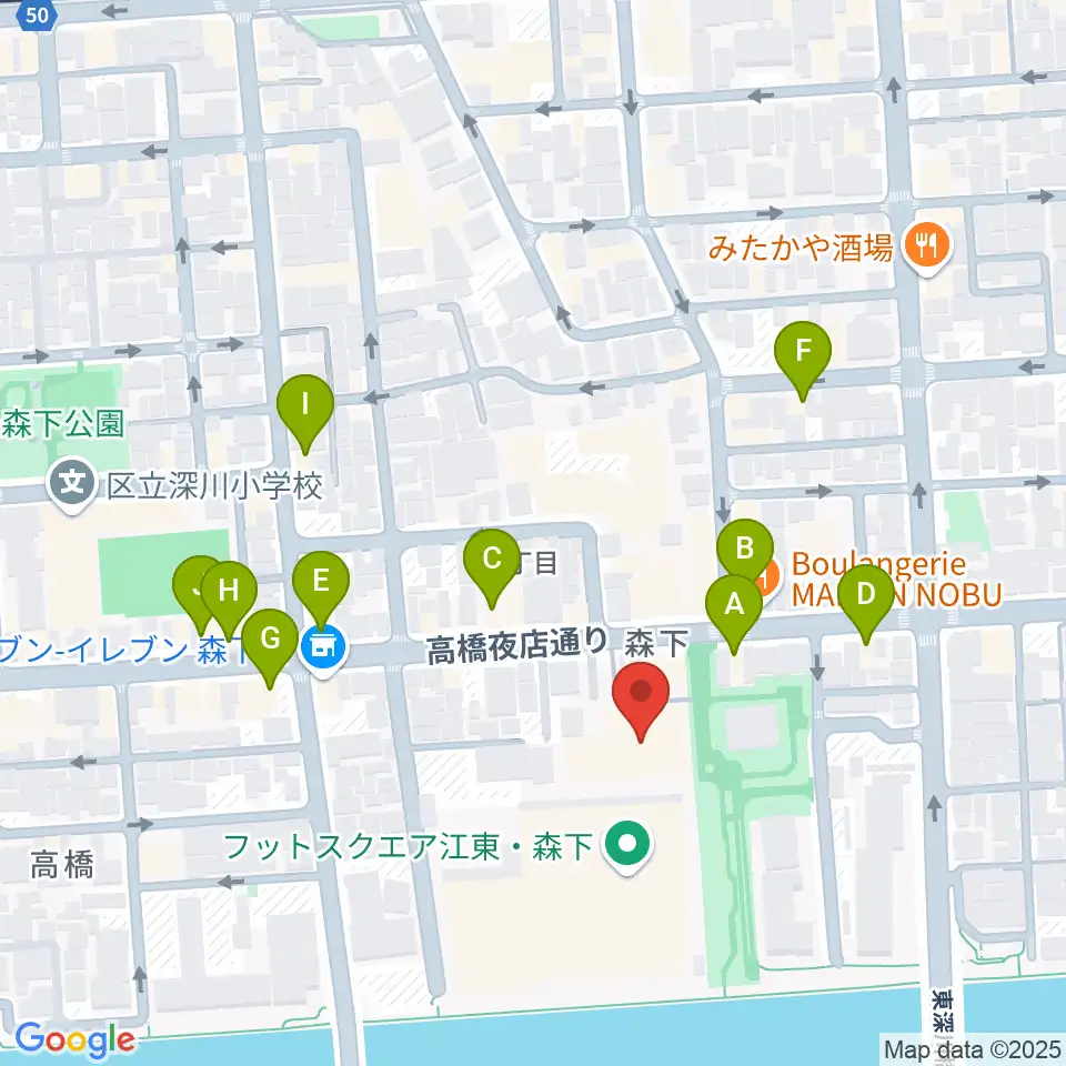 森下文化センター周辺のファミレス・ファーストフード一覧地図