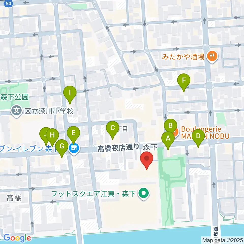 森下文化センター周辺のファミレス・ファーストフード一覧地図