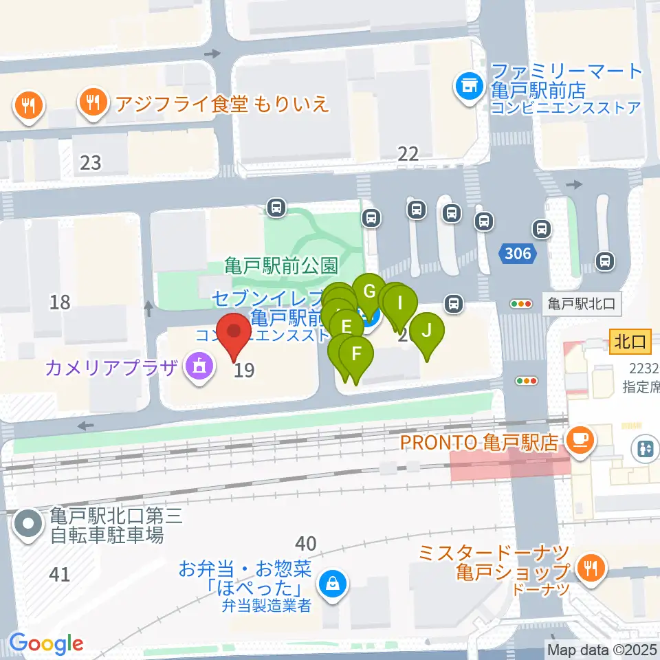 江東区亀戸文化センター周辺のファミレス・ファーストフード一覧地図