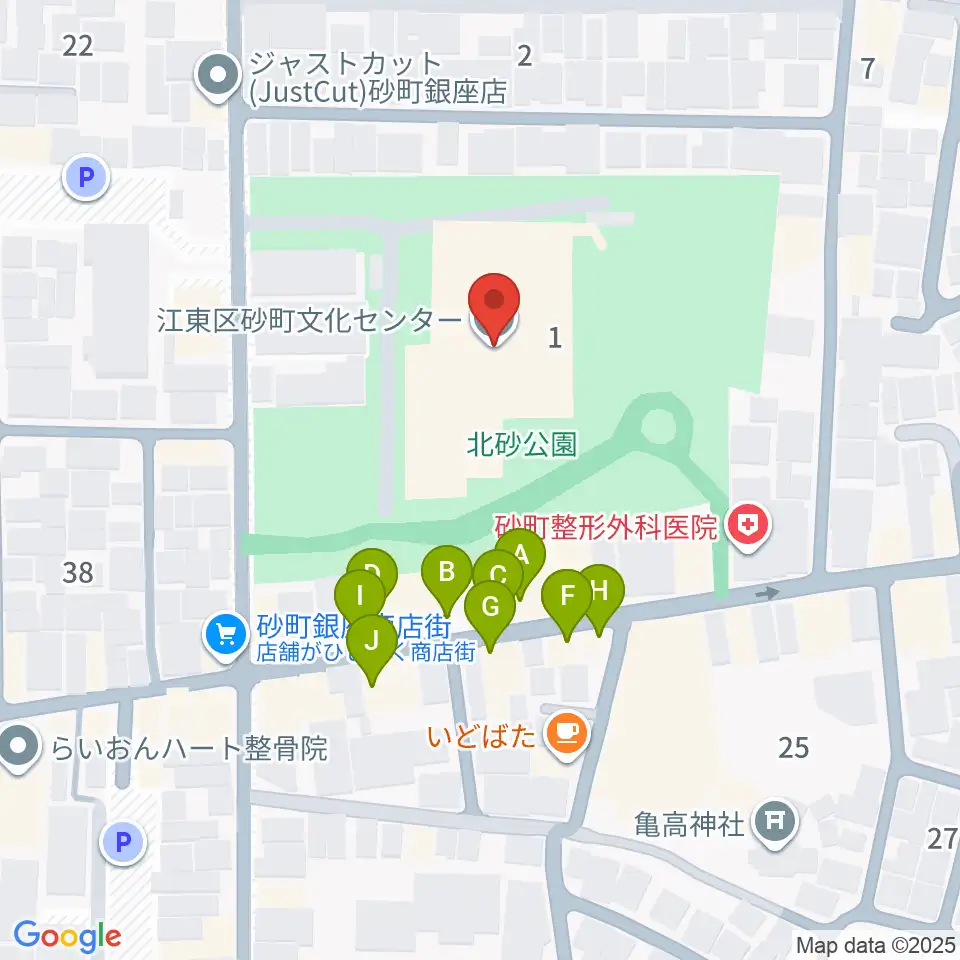砂町文化センター周辺のファミレス・ファーストフード一覧地図