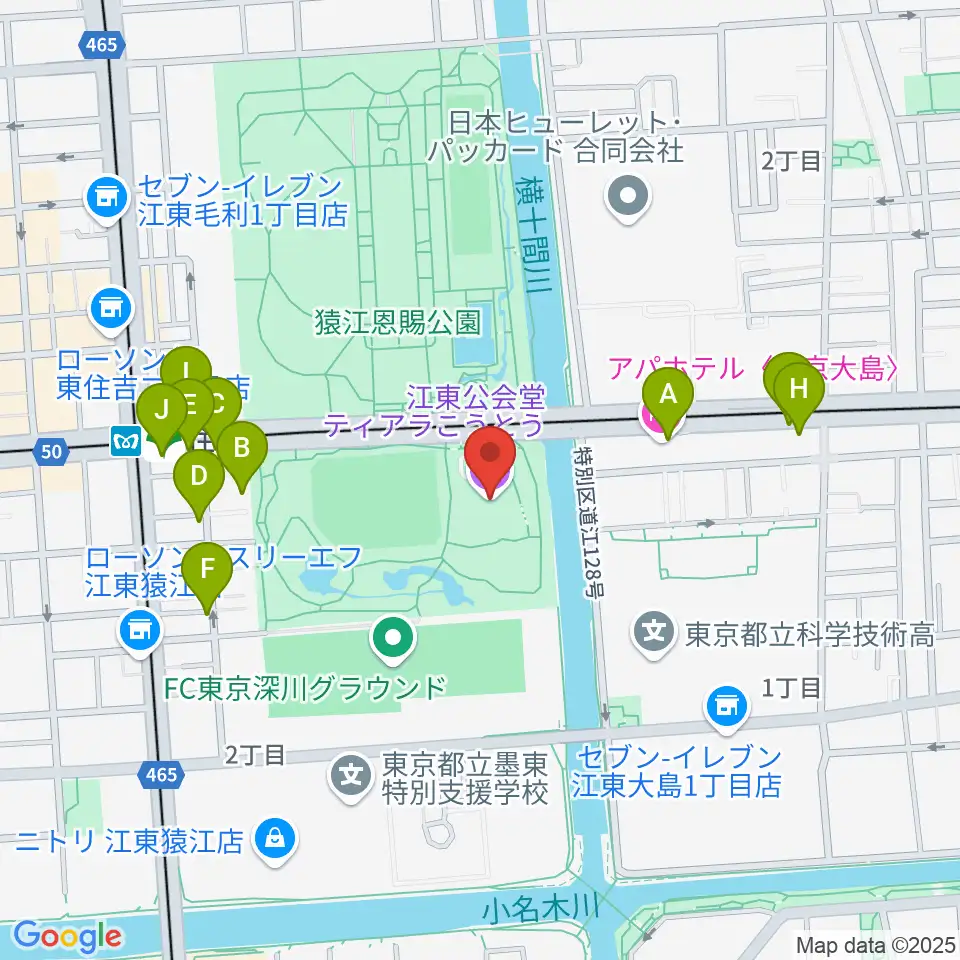 ティアラこうとう周辺のファミレス・ファーストフード一覧地図