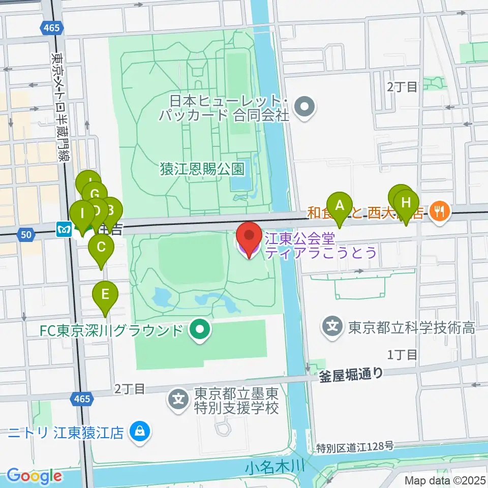 ティアラこうとう周辺のファミレス・ファーストフード一覧地図