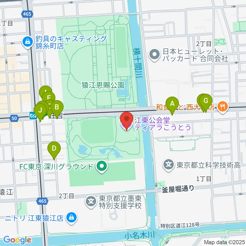 ティアラこうとう周辺のファミレス・ファーストフード一覧地図