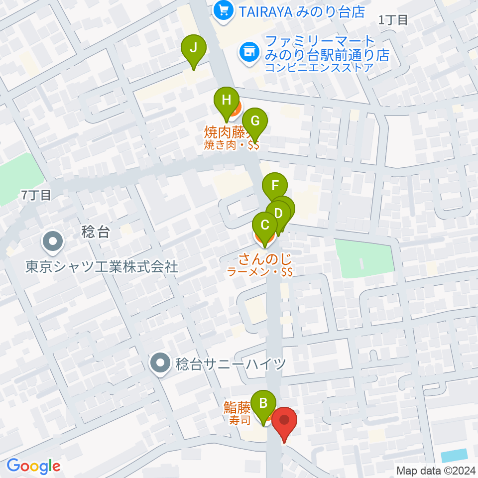 松戸ブルートレイン周辺のファミレス・ファーストフード一覧地図