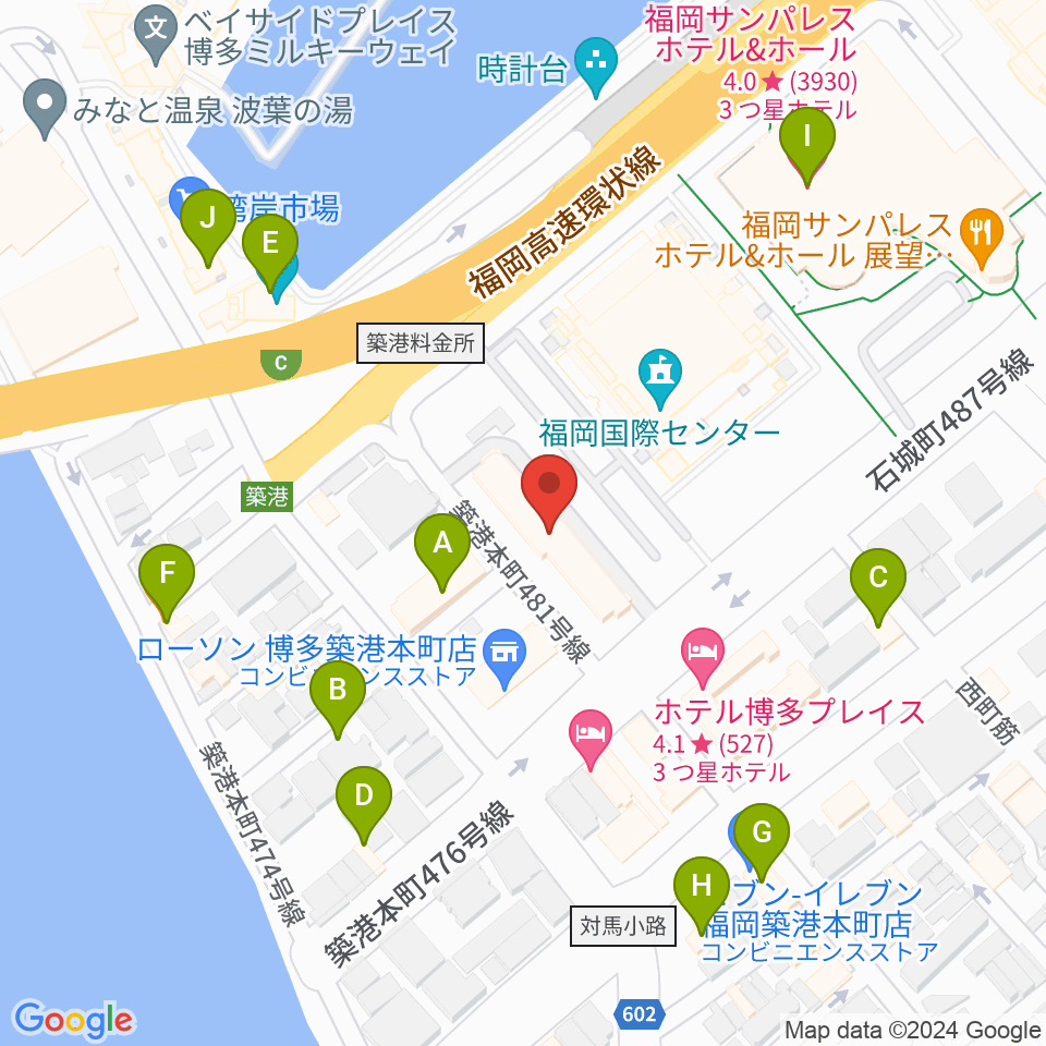 FineSound 築港店周辺のファミレス・ファーストフード一覧地図