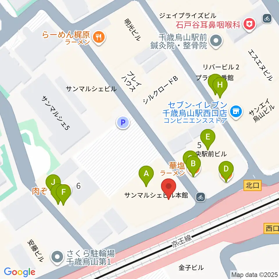 J’Z STUDIO 千歳烏山店周辺のファミレス・ファーストフード一覧地図