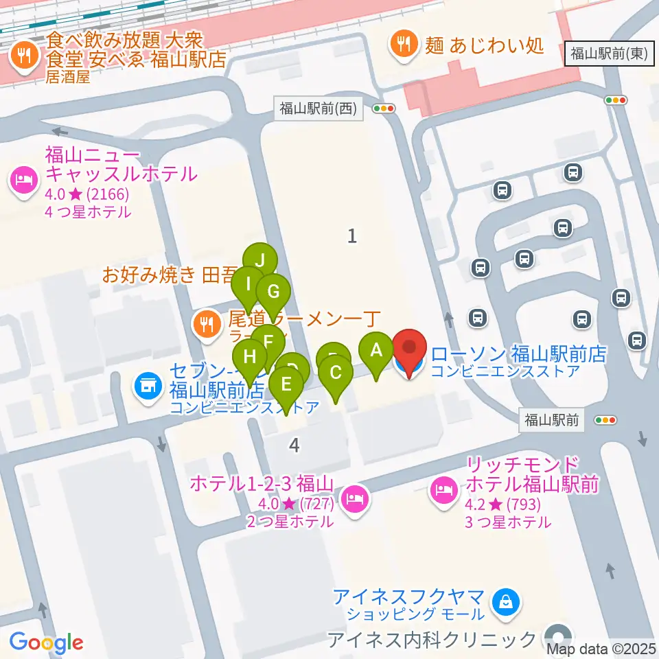 福山Cable周辺のファミレス・ファーストフード一覧地図