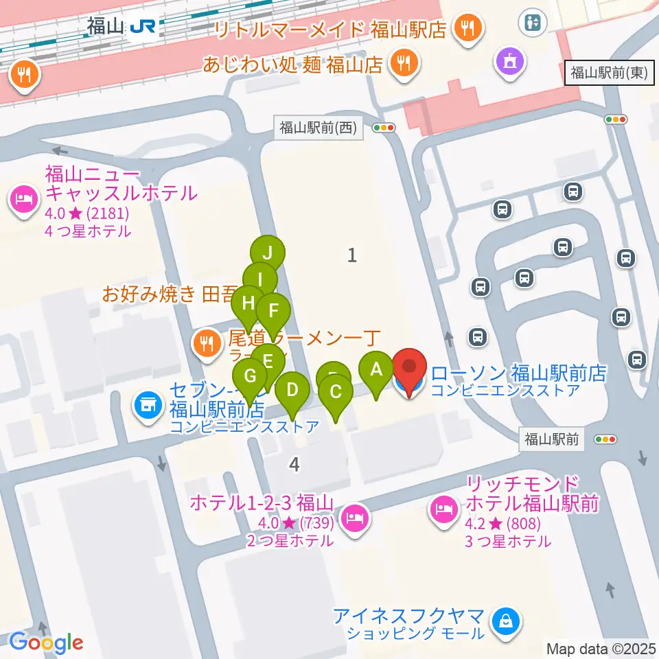 福山Cable周辺のファミレス・ファーストフード一覧地図
