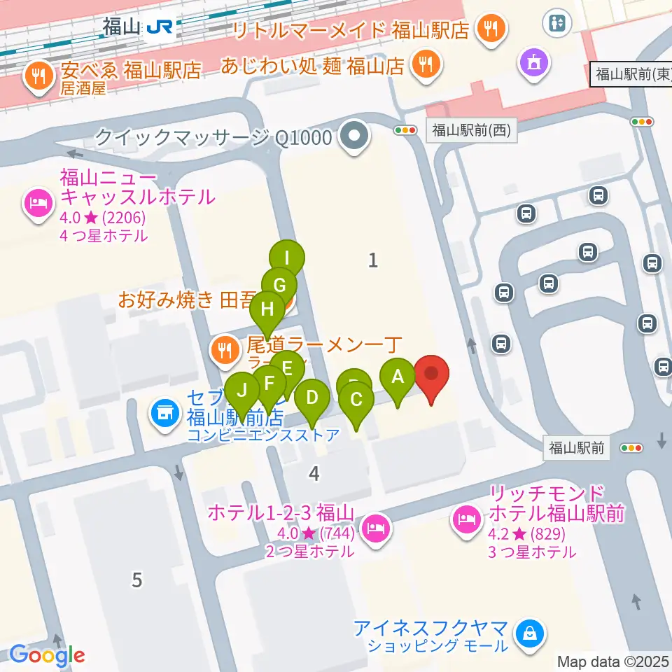 福山Cable周辺のファミレス・ファーストフード一覧地図