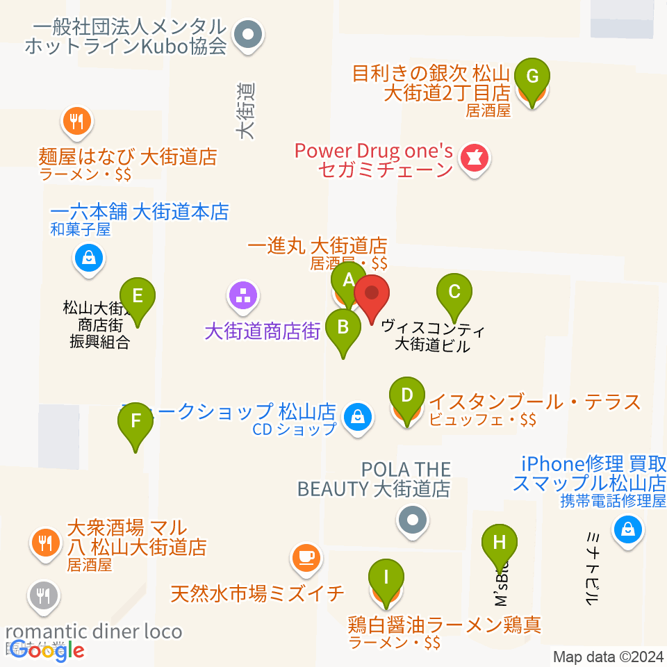 Live music Barカラフル周辺のファミレス・ファーストフード一覧地図