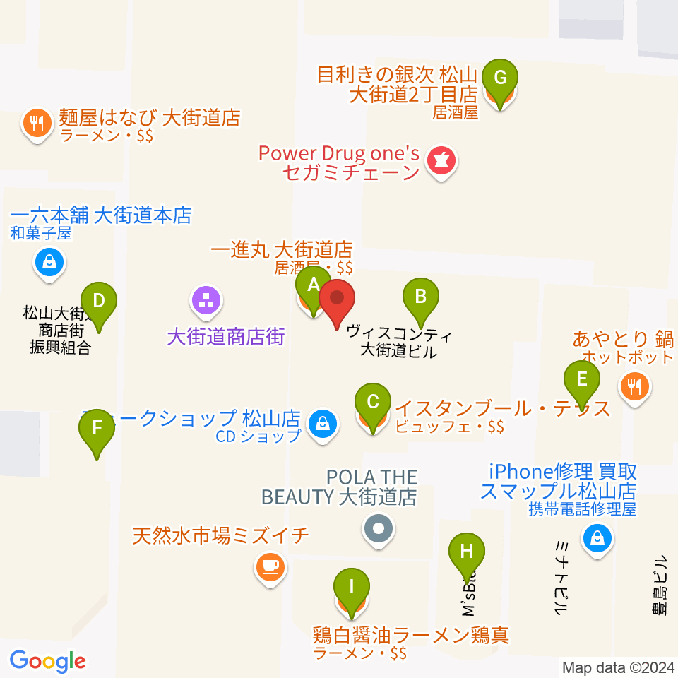 Live music Barカラフル周辺のファミレス・ファーストフード一覧地図