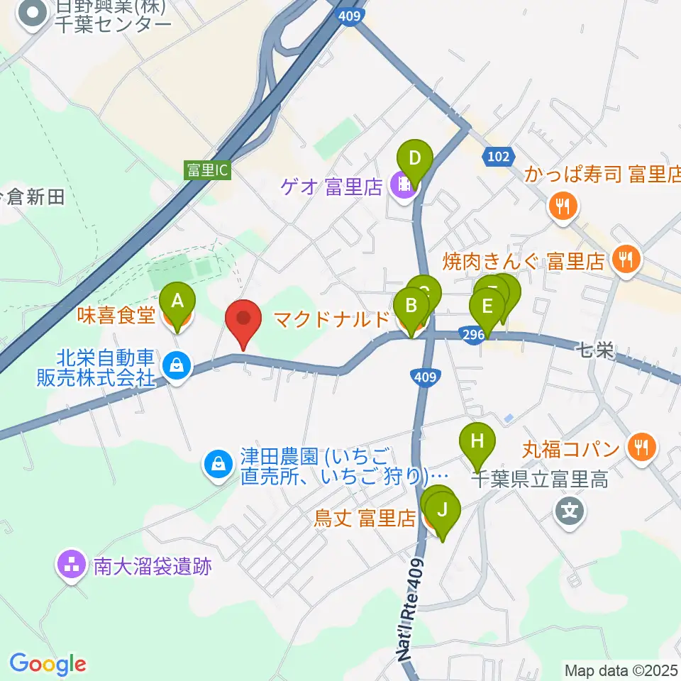 野平工房周辺のファミレス・ファーストフード一覧地図