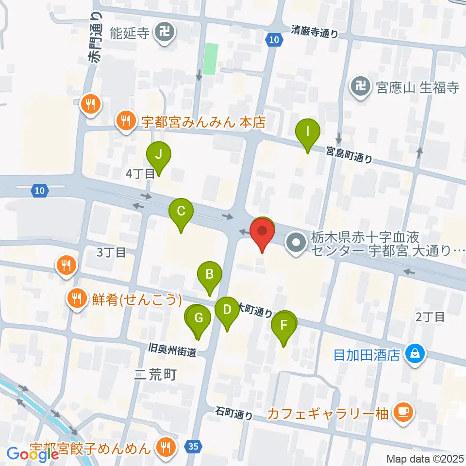 ブロンコ宇都宮周辺のファミレス・ファーストフード一覧地図