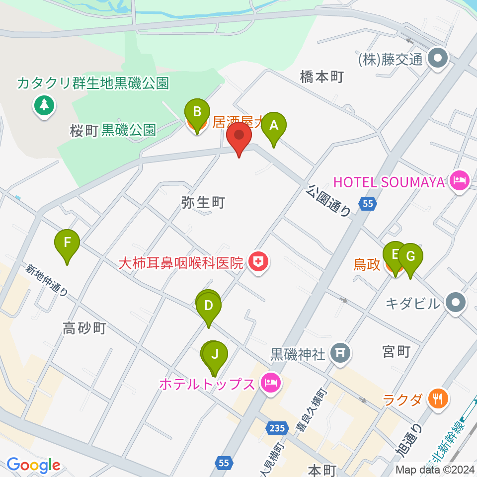 黒磯Time’s Cafe周辺のファミレス・ファーストフード一覧地図