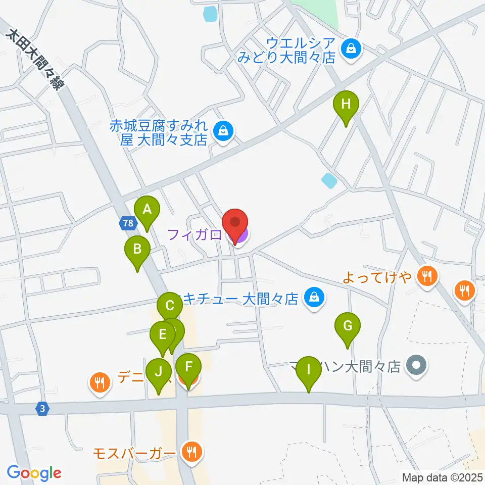 FIGARO周辺のファミレス・ファーストフード一覧地図