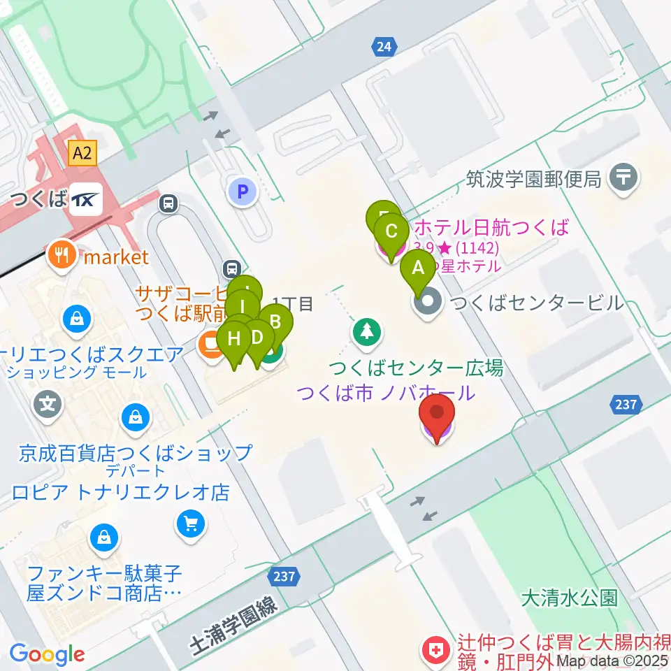 ノバホール周辺のファミレス・ファーストフード一覧地図