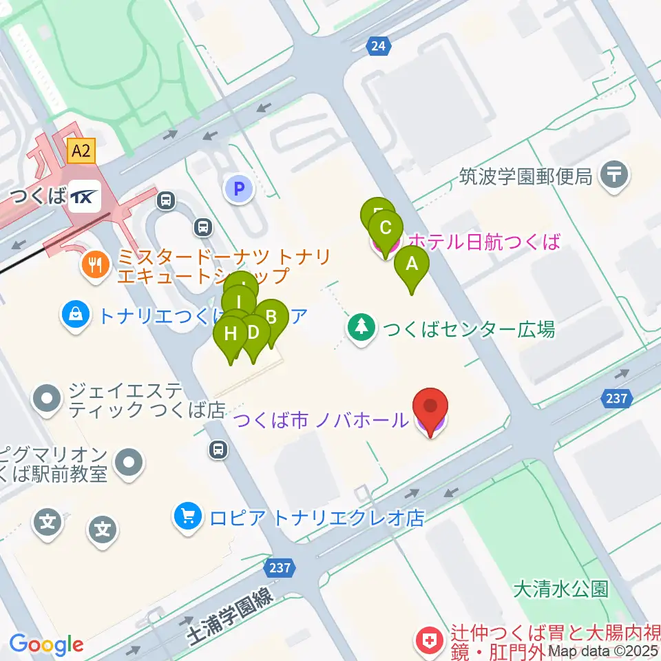 ノバホール周辺のファミレス・ファーストフード一覧地図