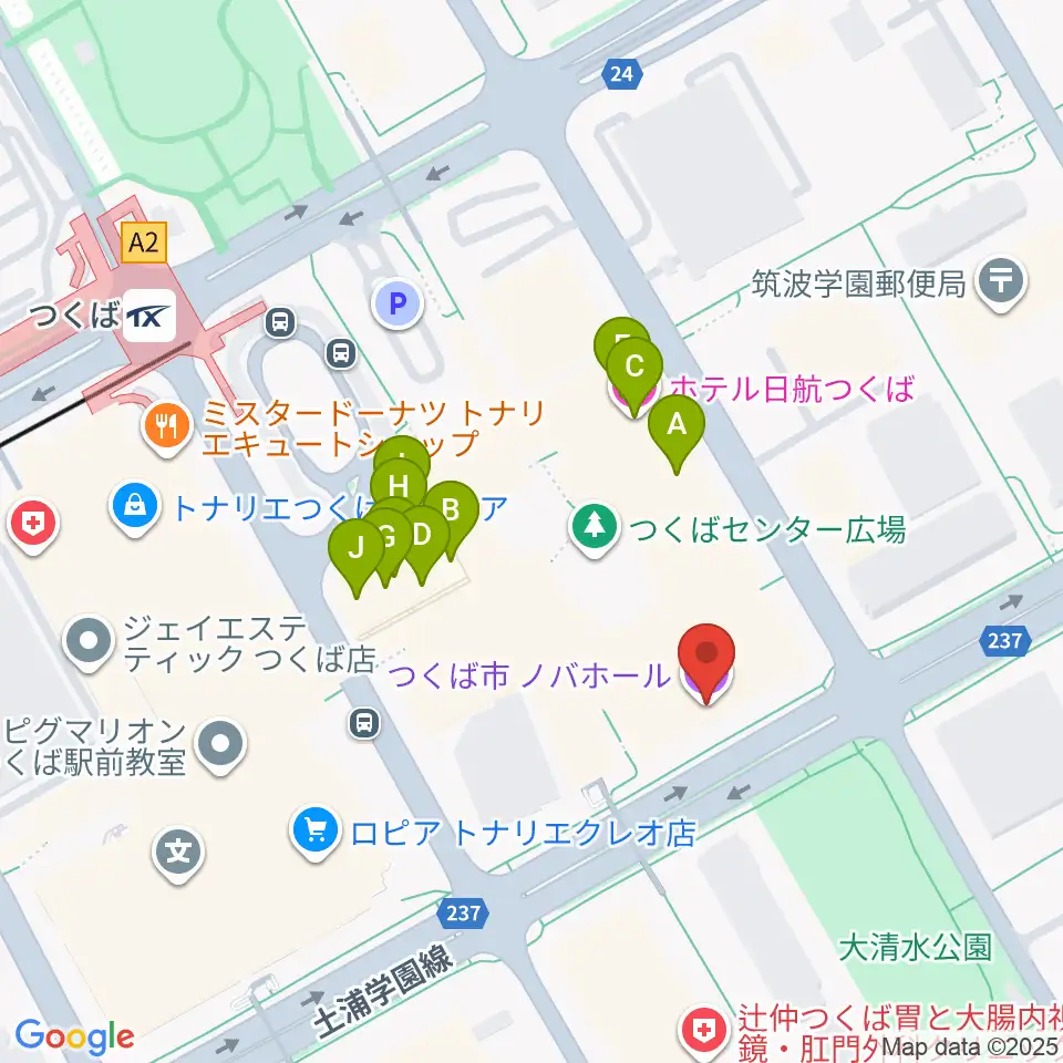 ノバホール周辺のファミレス・ファーストフード一覧地図
