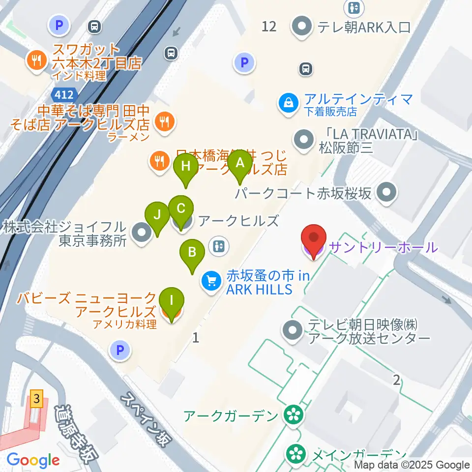 サントリーホール周辺のファミレス・ファーストフード一覧地図