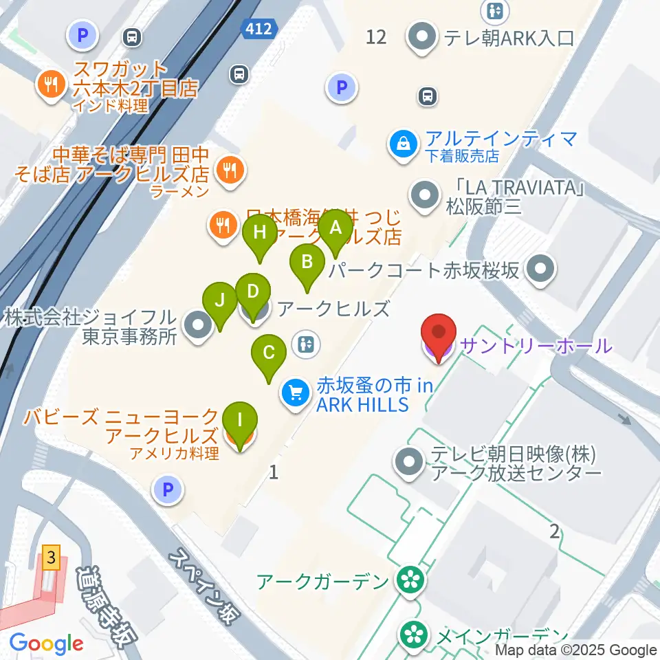 サントリーホール周辺のファミレス・ファーストフード一覧地図