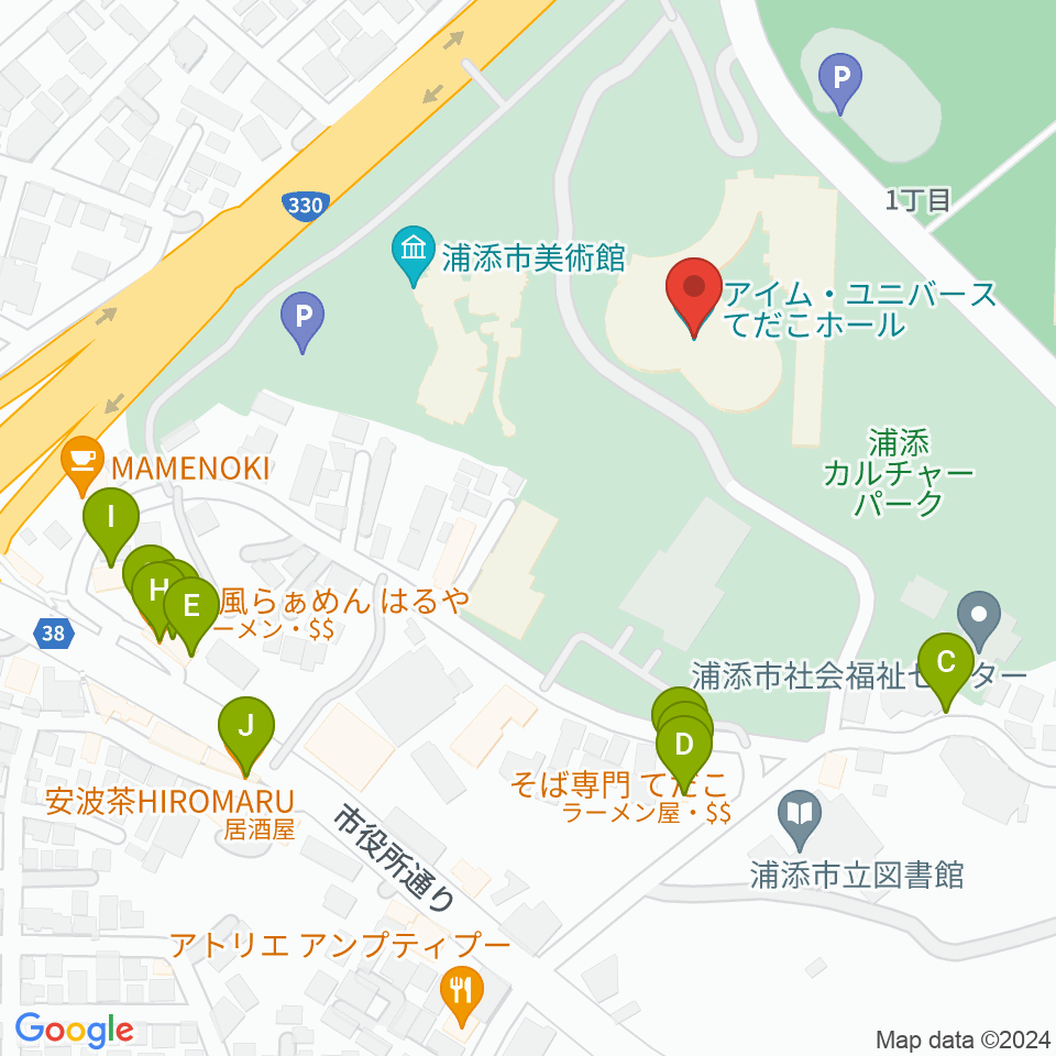 アイム・ユニバース てだこホール周辺のファミレス・ファーストフード一覧地図