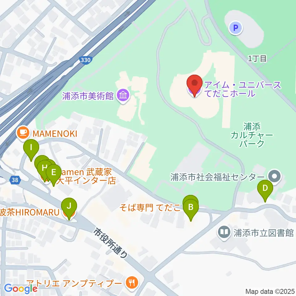 アイム・ユニバース てだこホール周辺のファミレス・ファーストフード一覧地図