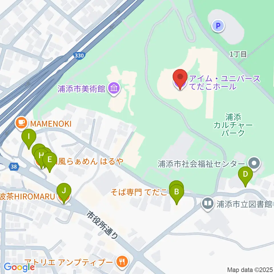 アイム・ユニバース てだこホール周辺のファミレス・ファーストフード一覧地図