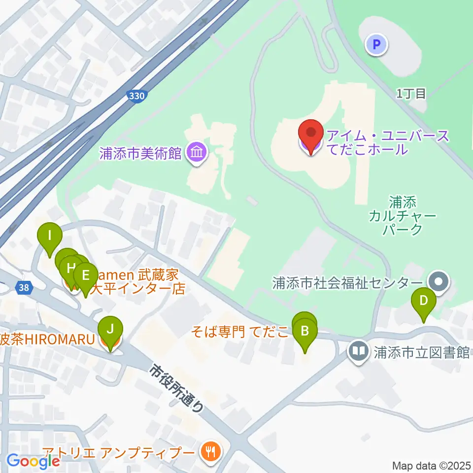 アイム・ユニバース てだこホール周辺のファミレス・ファーストフード一覧地図