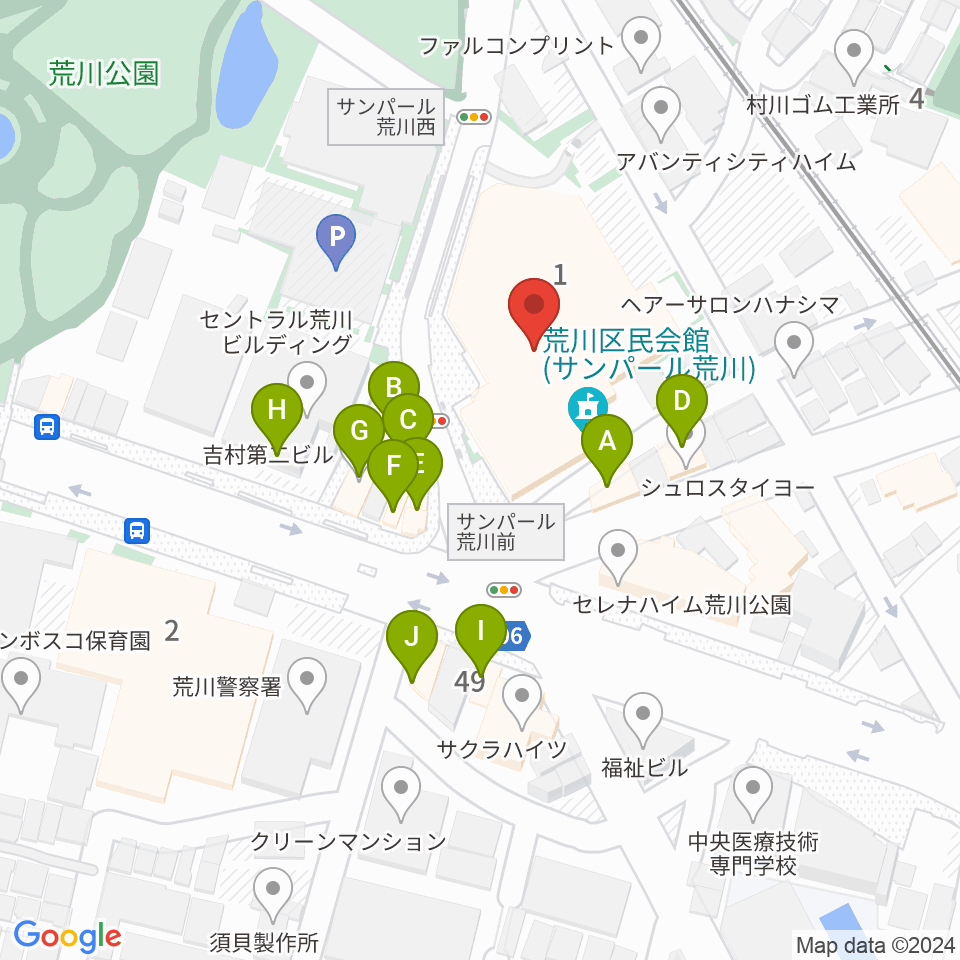 サンパール荒川周辺のファミレス・ファーストフード一覧地図