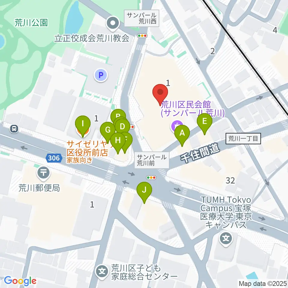 サンパール荒川周辺のファミレス・ファーストフード一覧地図